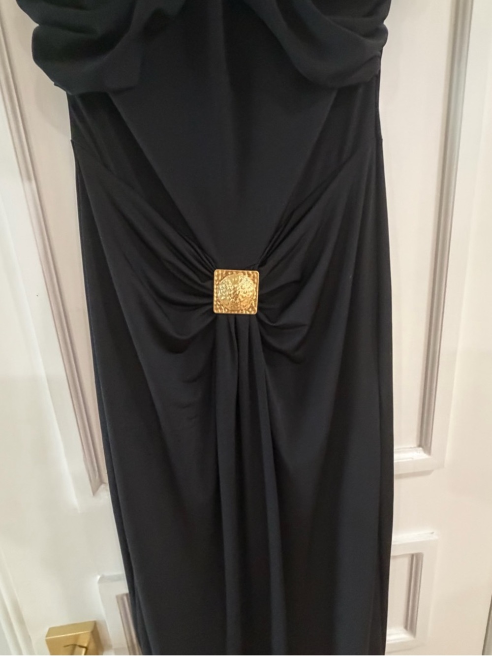 Meshki Black Halter Maxi Dress with Gold Accents - Picture 8 of 11
